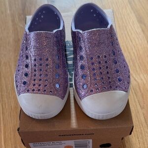 Native Shoes Jefferson Bling Kids Slip-On in Glitter Purple